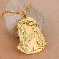 Memoir Brass Goldplated Jesus Christ Face Chain pendant Christian Jewellery necklace Catholic (PCMC4966-GOLD)-thumb4