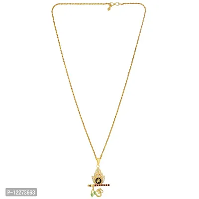 Memoir Brass Goldplated American Diamond Murli-Krishna Pendant Hindu Locket Spiritual Jewellery Fashion Pendant Men Women (PCJK2982)-thumb2