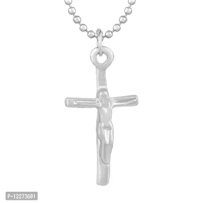 Memoir Brass Silver Rhodium Plated Jesus Crucifix Jesus Cross Pendant Jewellery Chrisitian Spiritual (PCKL7714)-thumb0