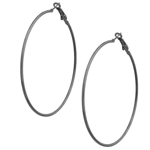 Memoir plated Brass, Big simple Hoop bali fashion earrings for Girls and Women Brass Hoop Earring