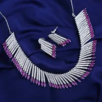 Memoir White Gold plated Faux Ruby and Imitation Diamond necklace set Women Fashion (choker necklace)-thumb4