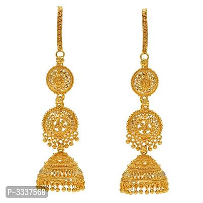 Gold Plated double coin disc Ethnic Ear Wire long Jhumki earrings for Women-thumb0