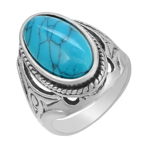 Plated Look Imitation Lapis Firoza Fashion Finger Ring Men