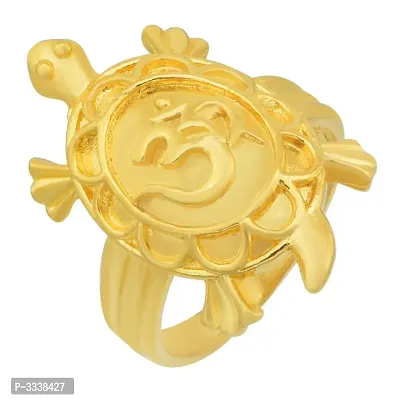 Gold Plated Vastu feng shui OM on Tortoise Good Luck Fashion Finger Ring Men