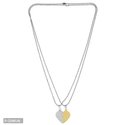 Stainless Steel Two parts, Half shiny white, and Half Gold plated, Heart shape Fashion pendant Men women Stylish Latest-thumb0