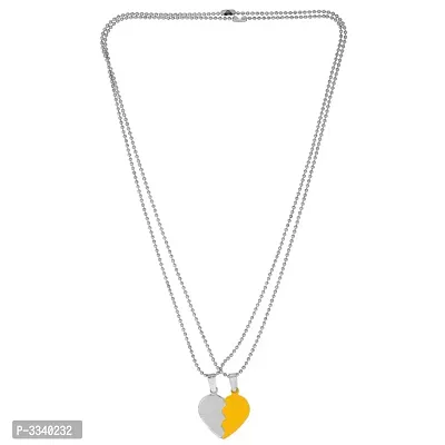 Stainless Steel and Yellow Coated Steel Two Parts, Heart Shape Fashion Pendant Men Women Latest-thumb0
