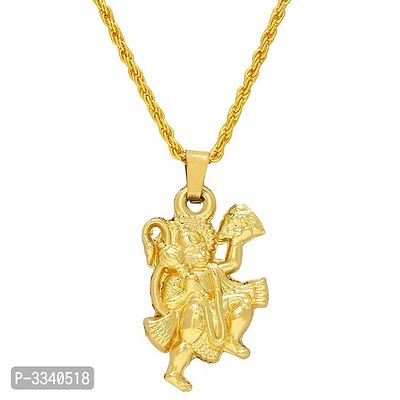 DzineTrendz Gold Plated Hanuman Bajrang Bali Chain Pendant Hindu God Temple Jewellery