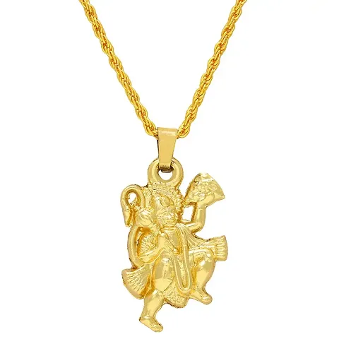 DzineTrendz Plated Hanuman Bajrang Bali Chain Pendant Hindu God Temple Jewellery