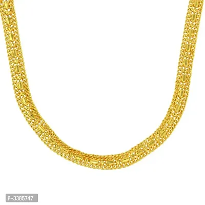 Gold Covered Brass Carribean Look, high Shine Polish, 5mm Broad and Flat, 11gm, 22 Inch, Necklace Stylish Fashion Chain Necklace for Men Women Girls