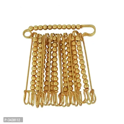 Gold Plated Golden Beaded, Set of 12 Saree Dupatta Ethnic Traditional Saree Clip, safetypins for Women-thumb0