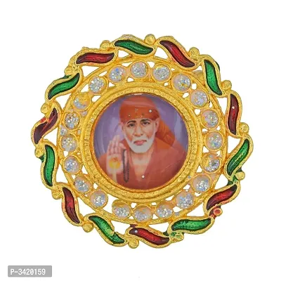 Gold Plated Meenakari CZ Sai Baba Brooch Broach Hindu God Clothing Accessory Men Women-thumb0