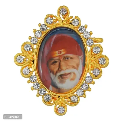 old Plated CZ Sai Baba Brooch Broach Hindu God Clothing Accessory Men Women-thumb0