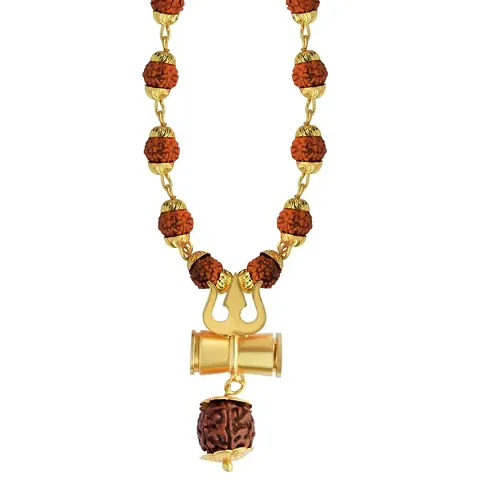 Brass openable Damru Real Rudraksh Necklace Men Women Hindu Jewellery