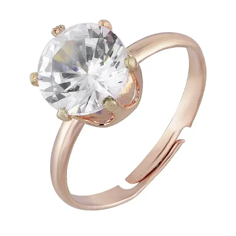 Silver Plated, CZ Studded, CZ Studded, Solitaire Fashion Finger Ring Women