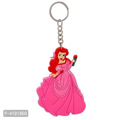 PVC Vinyl Pink coloured Disney Princess inspired keyring for Girls Kids children key chain-thumb0