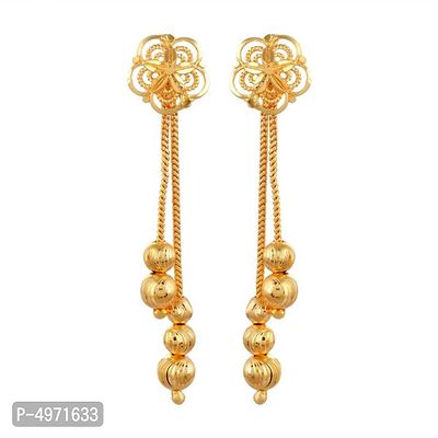 Brass Micron Gold Plated Multipurpose floral Stud cum Dangler Fashion Earrings Women traditional-thumb0