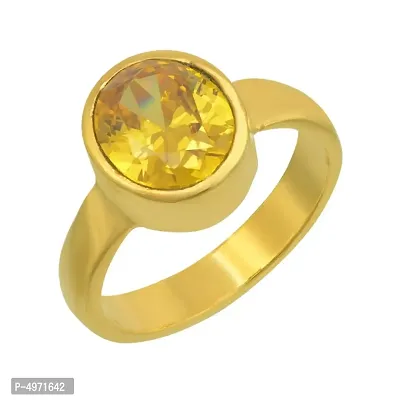 Gold Plated Faux Pukhraj Fashion Finger Ring Women-thumb0