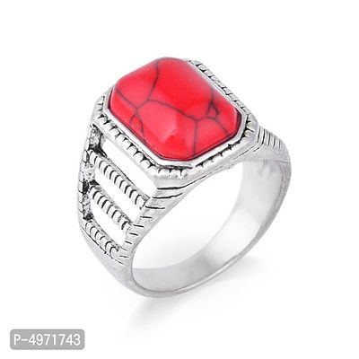 Brass Silver plated Red Turqoise Firoza Finger Ring Men Women-thumb0