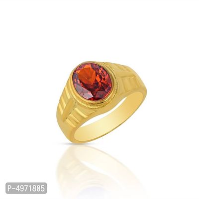 Brass Gold Plated Faux Ruby Ring Men Women-thumb0