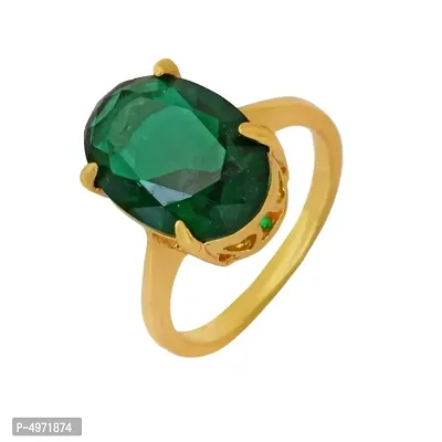 Gold Plated, Faux Columbian Emerald Green, Free Size, Fashion Finger Ring Women