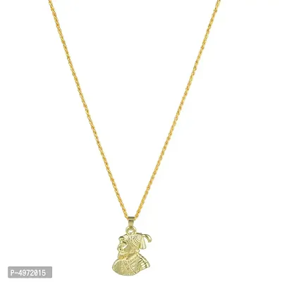 Gold Plated Shivaji Maharaj Maratha Reversible Chain Pendant Locket Necklace Jewellery for Men and Women
