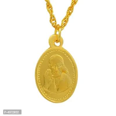 Gold Plated Oval Coin Shirdi Sai Baba/OM Chain Pendant Fashion Jewelry-thumb0