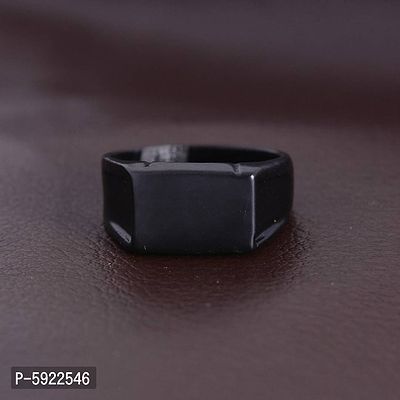 Black Coated Rectangle shape Designer finger Ring for Men