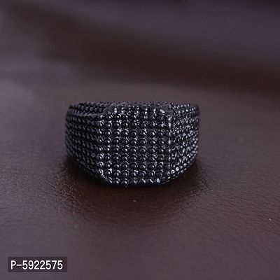 Black Coated Dotted Square shape Designer finger Ring For Men