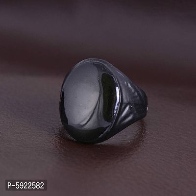Black Coated Oval Head Fashion Ring for Men