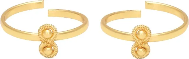 Brass Gold Plated Free Size Toe Ring Women-thumb1