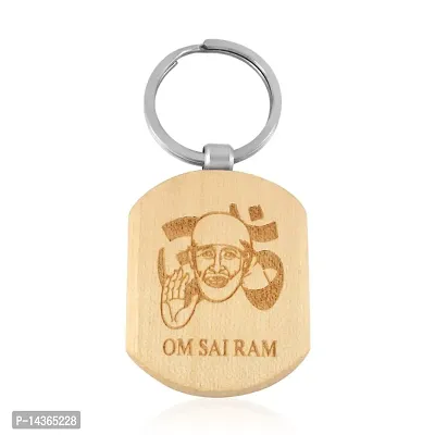 Trendy Wood God Print Keychain