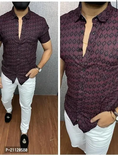 Stylish Fancy Viscose Rayon Short Sleeves Casual Shirts For Men-thumb0