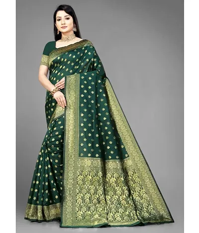 Silk Blend Saree With Blouse Piece For Women