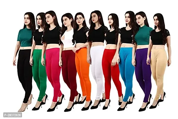 Stylish Fancy Viscose Solid Leggings For Women Pack Of 10