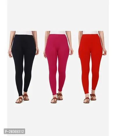 Stylish Fancy Viscose Solid Leggings For Women Pack Of 3