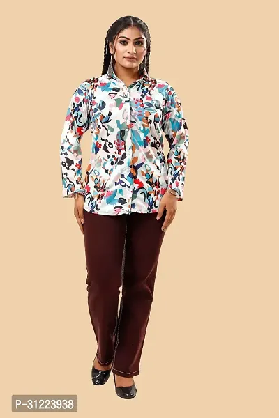 Stylish Multicoloured Cotton Lycra Printed Shirt For Women-thumb4