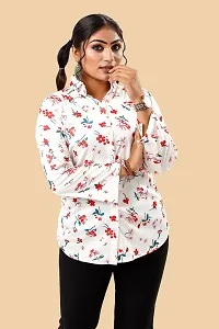 Stylish White Cotton Lycra Printed Shirt For Women-thumb2