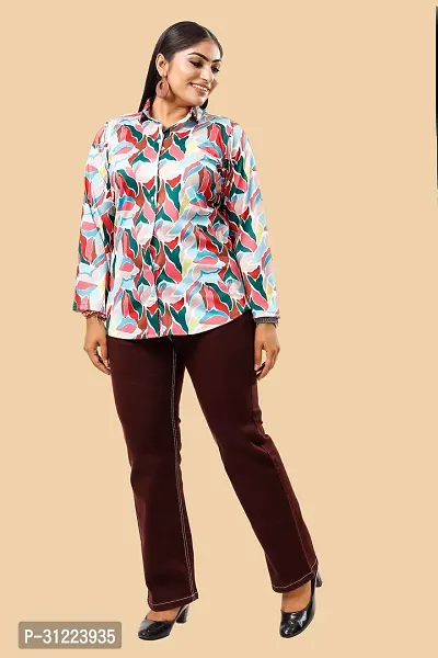 Stylish Multicoloured Cotton Lycra Printed Shirt For Women-thumb4