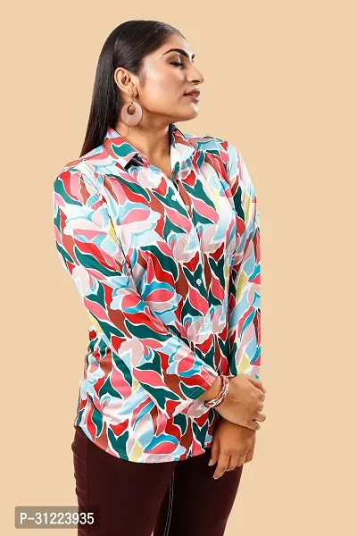 Stylish Multicoloured Cotton Lycra Printed Shirt For Women-thumb3