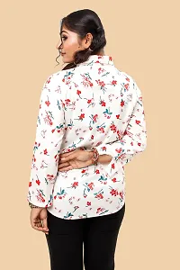 Stylish White Cotton Lycra Printed Shirt For Women-thumb1