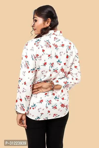 Stylish White Cotton Lycra Printed Shirt For Women-thumb2