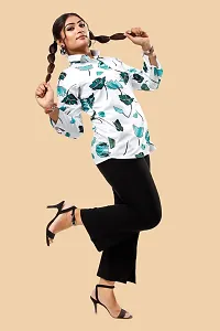 Stylish White Cotton Lycra Printed Shirt For Women-thumb3