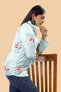 Stylish Blue Cotton Lycra Printed Shirt For Women-thumb2