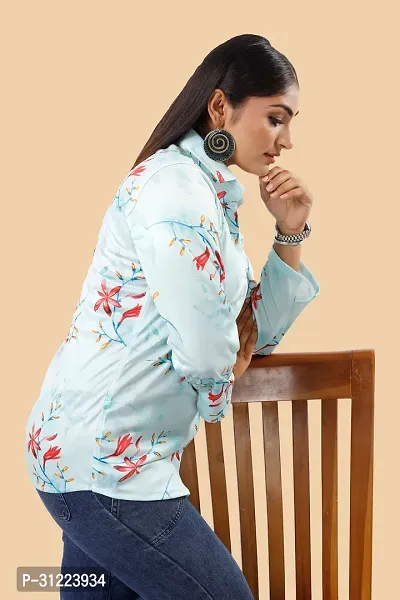 Stylish Blue Cotton Lycra Printed Shirt For Women-thumb3