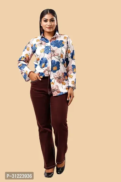 Stylish Multicoloured Cotton Lycra Printed Shirt For Women-thumb4