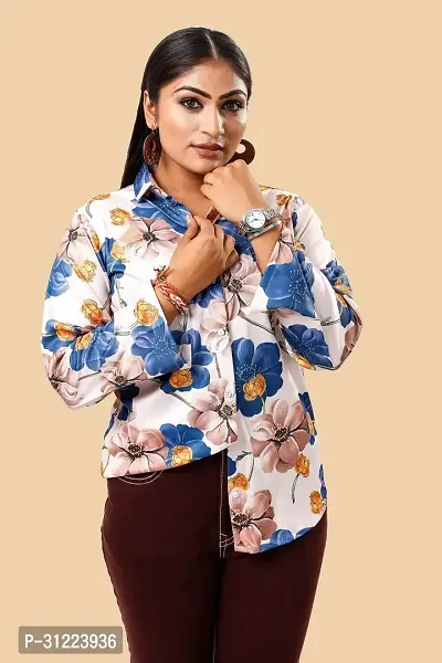 Stylish Multicoloured Cotton Lycra Printed Shirt For Women