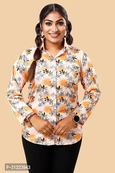 Stylish Multicoloured Cotton Lycra Printed Shirt For Women