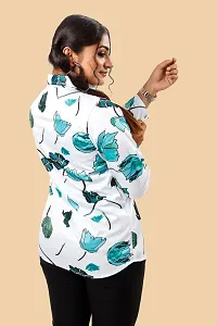 Stylish White Cotton Lycra Printed Shirt For Women-thumb1