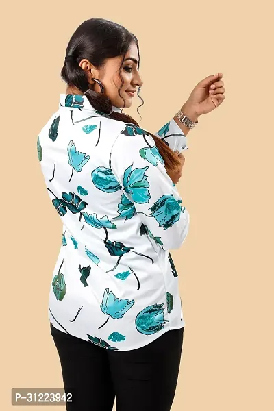 Stylish White Cotton Lycra Printed Shirt For Women-thumb2