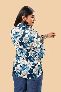 Stylish Navy Blue Cotton Lycra Printed Shirt For Women-thumb1